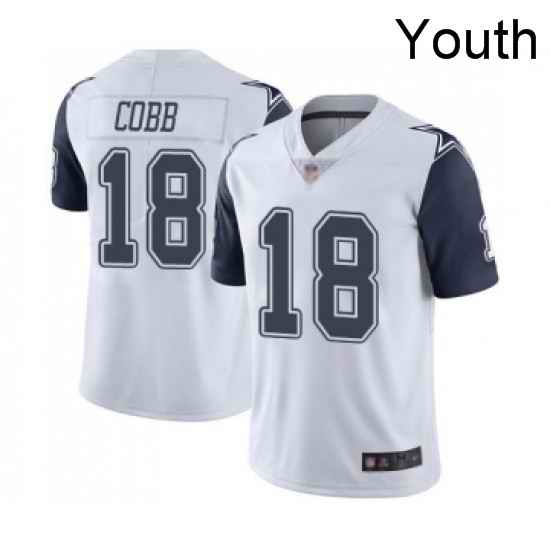 Youth Dallas Cowboys 18 Randall Cobb Limited White Rush Vapor Untouchable Football Jersey